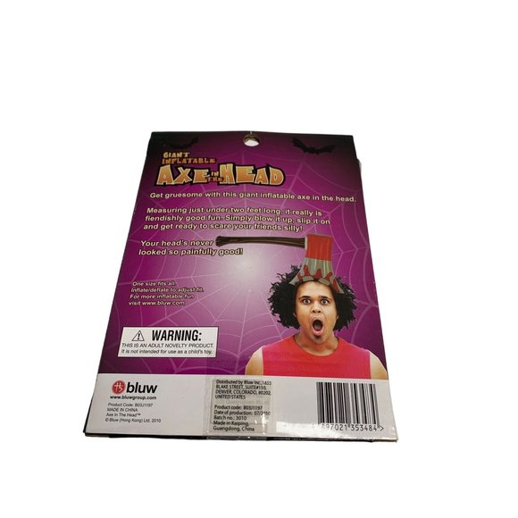 New Giant Inflatable Axe in The Head Novelty Silly Prank Joke Fun Head Wear One - Picture 3 of 3